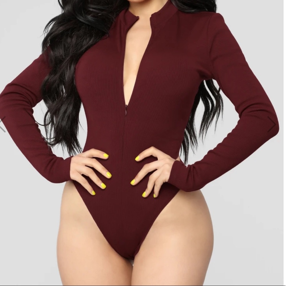 Burgundy long sleeve bodysuit